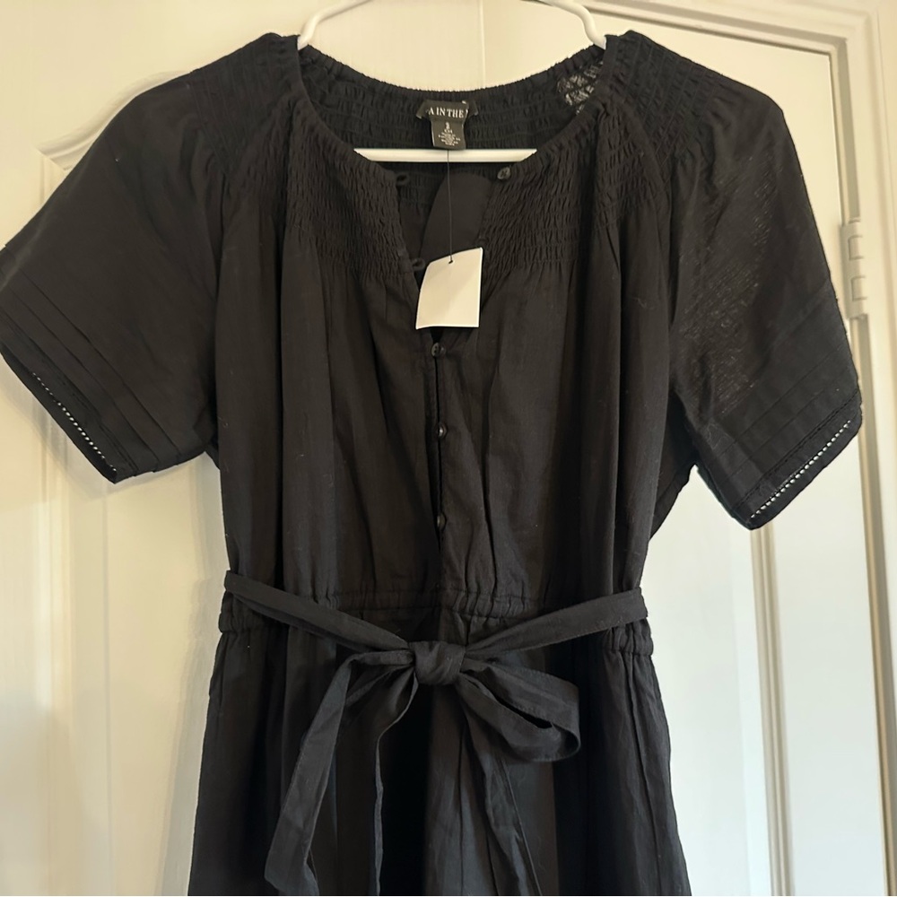 Pea in the Pod Black Maternity Linen Button-Down Dress - Picture 12 of 16